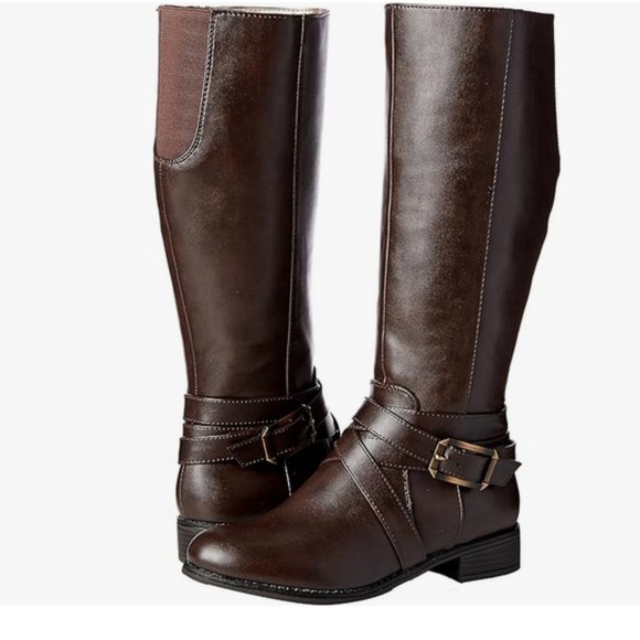 LIFESTRIDE Dark Brown Wide Calf Boots - Picture 2 of 6